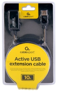 UAE-01-10M Gembird USB 2.0 active extension cable, black color, bulk package, 10m - Img 1