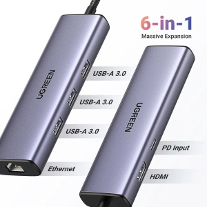 UGREEN Revodok CM512 (15598) 6-u-1 USB-C Hub sa Gigabit Ethernetom