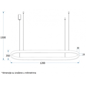 VESTA 519 VISILICA 60W 3000K BELA (1200x350 mm)
