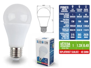 XLED E27 12W LED sijalica 3000K/Toplo Bela/220V/1055Lm - Img 2