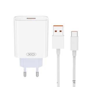 XO Kućni punjač sa kablom od 120W (USB-A) L164, Beli