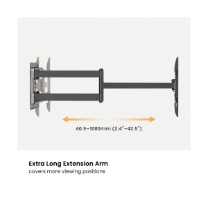 Xstand 43-90 all around Nosač za TV/FULL MOTION/nagib+3 do-12/rotac.60/VESA 800X400/60kg/60-1080mm - Img 2