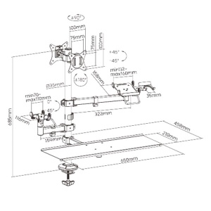 Xstand NTPMM-02LD,2x17-32/9 kg/Rotacija:180/Tilt: 90/VESA100x100/POS police - Img 2