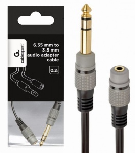 A-63M35F-0.2M Gembird 6.35mm to 3.5mm audio adapter cable, 0.2m - Img 1