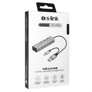 Adapter USB S-link SW-U222 USB 2.0/USB-C na LAN 10/100Mbps - Img 2
