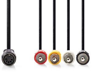 CAGL20475BK02 DIN Audio Kabl, DIN 5-Pin Zenski, 4x RCA Muski, Niklovan, 0.20 m, Okrugli, PVC, Crni - Img 2