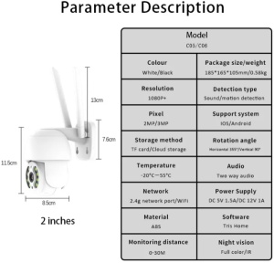 CAM-IP4MP-T8Y GMB kamera 4 mpix microSD TUYA app Two-way voice PTZ ip66 - Img 2