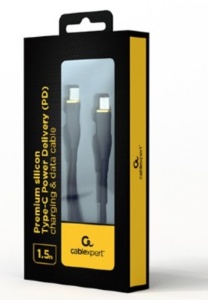 CC-USB2S-CMCM-1.5M-BK Gembird 60W Premium silicon Type-C PD charging & data cable, 1.5m Black - Img 2