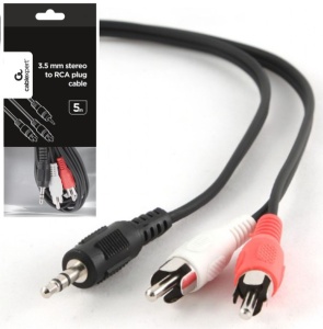 CCA-458-5M Gembird 3.5mm stereo plug to 2 phono plugs audio kabl 5m - Img 1