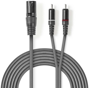 COTH15200GY15, Balansirani audio kabl, XLR 3-pinski muški, 2x RCA muški, Niklovani, 1,50 m, PVC - Img 3