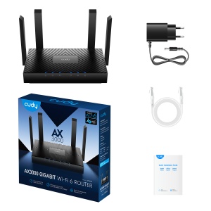 Cudy WR3000 AX3000 Mesh WIFI6 Dual Band 2.4+5Ghz Wi-Fi Ruter 1W/4LAN Gbit,4x5dBi, Wisp/AP/REP