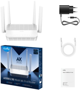 Cudy WR3000P AX3000 2.5G Mesh Wi-Fi 6 PoE Router, 1.3 GHz Dual-Core CPU, 4-Stream Dual-Band Wi-Fi 6 - Img 1