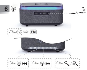 DAC-SPKBT-QC15-BK Gembird Digitalni sat+alarm sa bezicnim punjenjem telefona 15W i zvucnikom, FM, BT - Img 1