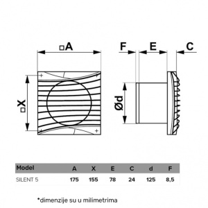 ERA VENTILATOR F125 SILENT 5C CRNI - Img 4