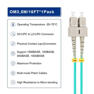 FO LC/UPC - SC/UPC MM 5M OM3 DX LSZH Aqua 2.0mm - Img 1