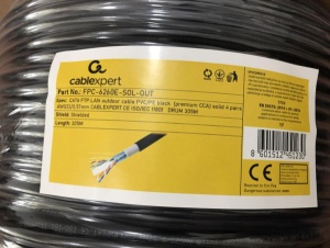 FPC-6260E-SOL-OUT *Gembird, FTP cat.6 Outdoor, solid 23AWG, 0.57mm PREMIUM CCA kotur pun presek 305m