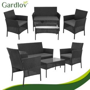 Gardlov Baštenski Set Klupa Sto i Fotelje Crni Ratan - Img 2