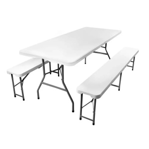 Gardlov Sklopivi Plastični Sto sa Klupama Beli 180cm