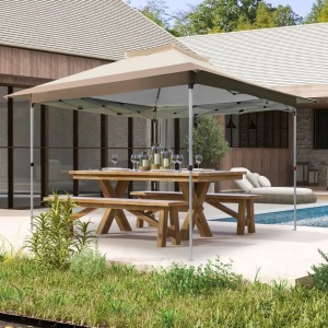 Gazebo paviljon sa mehanizmom 350x350cm Braon - Img 2