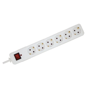 home Produžni kabel sa zaštitom, 6 utičnica, 1.5mm², 1.5 met - NVT 06K/WH