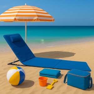 Ležaljka sklopiva za plažu 140x39cm plava LP-722000P