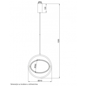 LUNA 253 VISILICA 10W 3000K CRNA DIM