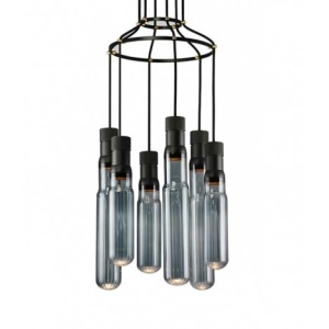 LUNA 96 LUSTER 6*GU10 BLACK/SMOKED GLASS - Img 2