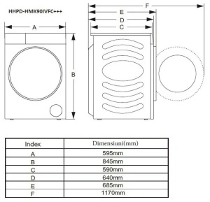 Mašina za sušenje veša HEINNER HHPD-HMK90IVFC+++9kg/15programa/toplotna pumpa - Img 3