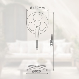 NIAROS PODNI Ventilator PREČNIKA 43CM, 45W, VISINA DO 133CM, BELI - Img 3
