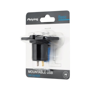PEIYING Auto punjač i adapter 2xUSB za ugradnju 3.1A PY-CHR0001 - Img 3