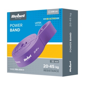 REBEL ACTIVE Lateks (guma) elastična traka za vežbanje Power Band PL-4, ljubičasta, otpor 20-45 kg, model RBA-3000-4 - Img 3