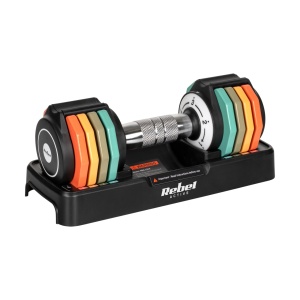 REBEL ACTIVE Podesivi set liveno-gvozdenih bučica sa automatskim sistemom par 2x5 kg korak 1 kg RBA-2334 - Img 2