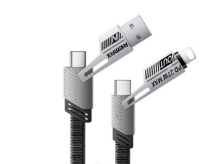 REMAX RC-C189 USB A+C na USB C+Lightning 2u2 65W 1m data kabl crni