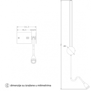 SOLEA 98 ZIDNA LAMPA 4W 3000K CRNA - Img 2