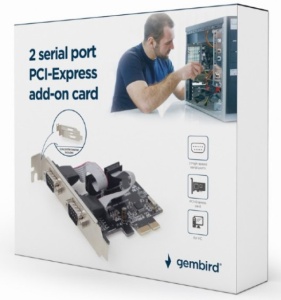 SPC-22 Gembird 2 serial port PCI-Express RS232 add-on card, with extra low-profile bracket A - Img 2
