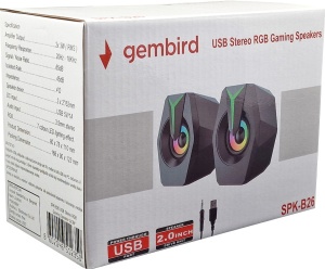 SPK-B26 * Gembird Stereo zvucnici black LED, 2.0 inch, 6W RMS (2x3W) USB pwr, volume control, 3,5mm - Img 2