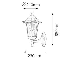 Spoljna zidna lampa Velence E27 60w crna IP43 (8204) - Img 2