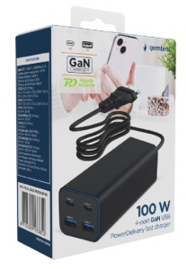 TA-UC-2A2C-PD100-01-BK Gembird 4-port 100W GaN USB PowerDelivery brzi punjacr, black - Img 2