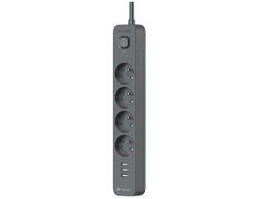 TRACER Produzni kabl 1.5m 4 uticnice sa 3 USB porta sa prenaponskom zastitom i prekidacem grafit TRALIS47026 - Img 2
