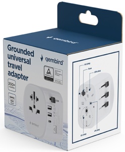 Travel adapter TPA-EU2A1C15-01-W Gembird Univerzalni, sa uzemljenjem 15W - Img 2