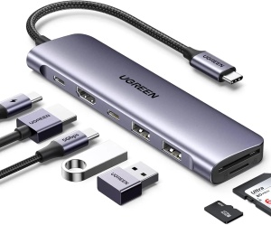 UGREEN Revodok CM195 (15214) 7-u-1 USB-C Hub 4K HDMI + SDTF – Space Gray