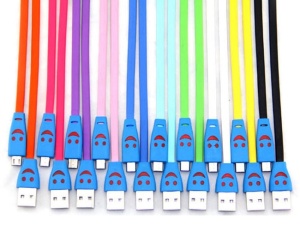 USB flat color kabl 1m, led smile Crna,Bela,Crvena,Plava,Zelena,Žuta,Naran.,Ljubič.,Pink,Roze - Img 2
