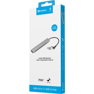 USB HUB Sandberg 136-66 USB-A/USB-C 7 port USB 3.0 - Img 3