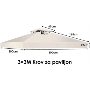 Venturo Gazebo zamensko platno 3x3m Bež - Img 3