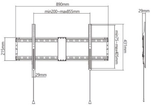 WM-90F-01 Gembird TV nosac fiksni VESA max 80x40cm, 37-86 max.70kg - Img 3