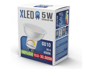 XLED GU10 5W NB Dimmable 4000K,220V,400Lm,Bela - Img 1