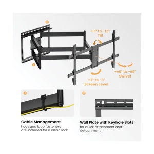 Xstand 43-90 all around Nosač za TV/FULL MOTION/nagib+3 do-12/rotac.60/VESA 800X400/60kg/60-1080mm - Img 3