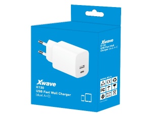 Xwave H130 20w Brzi ZIDNI punjač za mobilne,tablete, usb-C usb-A ,Beli - Img 3