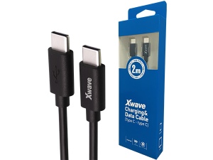 Xwave Kabl Tip-C muški na Tip-C muški 2M 3A 5Gbps,blister,PVC crni