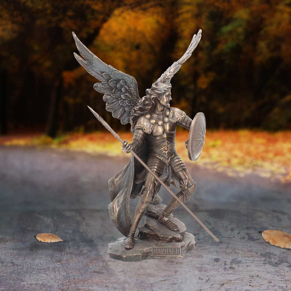 statueta bronz in forma arhanghelului Rafael
